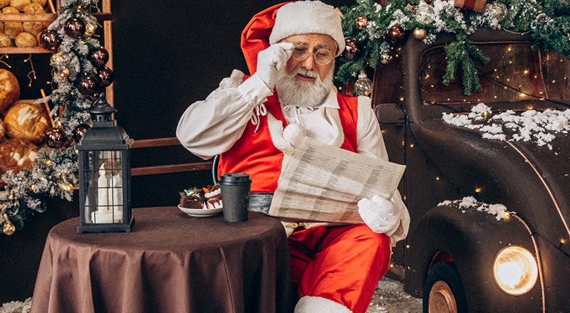 Santa reviewing a list
